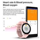 Medição de frequência cardíaca, pressão arterial e oxigenação do sangue direto no relógio, com histórico no aplicativo do celular