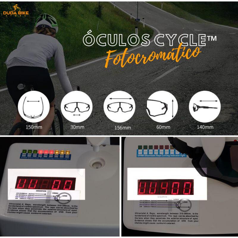 Óculos Fotocromático Cycle Tyer + BRINDE LUVA ULTRAGEL
