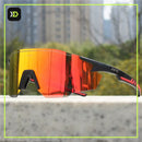 Oculos de sol esportivo TYER lente unica vermelha armacao preta