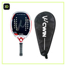 Raquete de Beach Tennis CWIN Relax S 3K em fibra de carbono azul com capa protetora